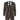 Brown checkered suit with a white shirt and black tie on a white background