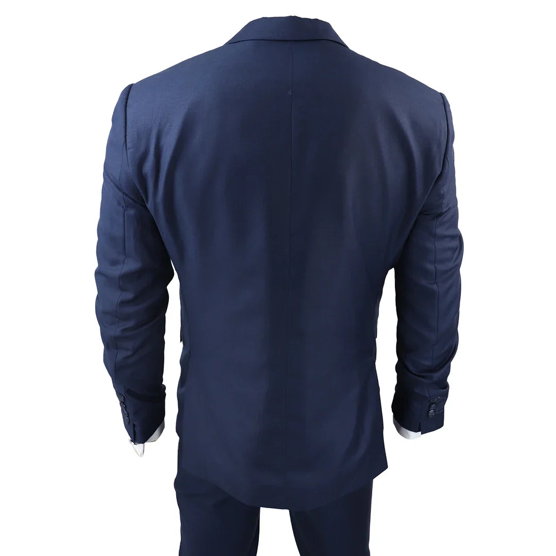 IM1 Men's Classic Charcoal Navy Tailored Fit 3-Piece Suit