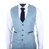 IM32 - Pánský jednobarevný tyrkysově modrý třídílný oblek