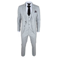 IM3 Men's Grey Checked Tailored Fit 3-Piece Suit