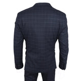 IM3 Men's Navy Checked Tailored Fit 3-Piece Suit