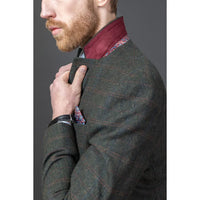 Joshua Men's 3-Piece Green Tweed Slim Fit Suit