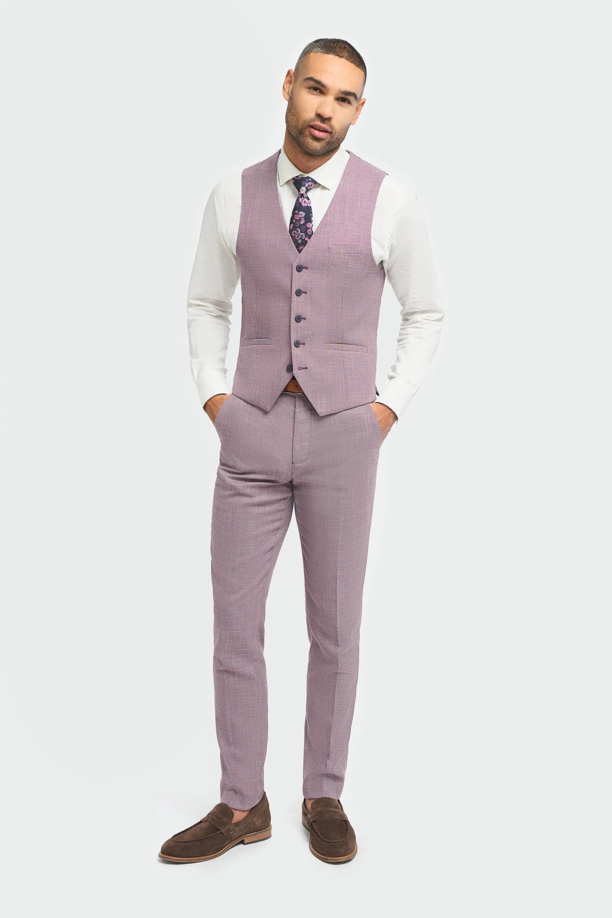 Miami - Pánská růžová letní vesta slim fit