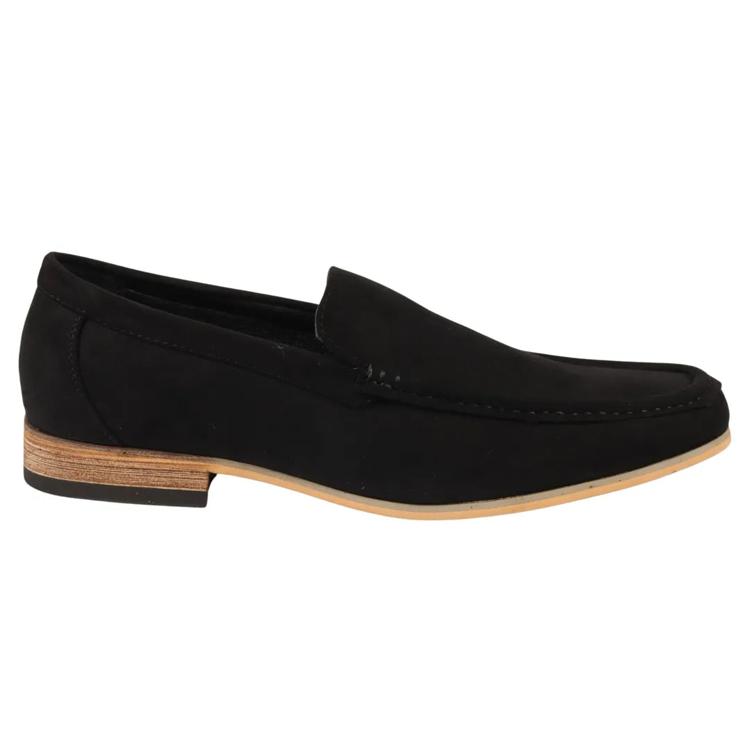 Men's Slip On Black Lightweight Suede Loafers