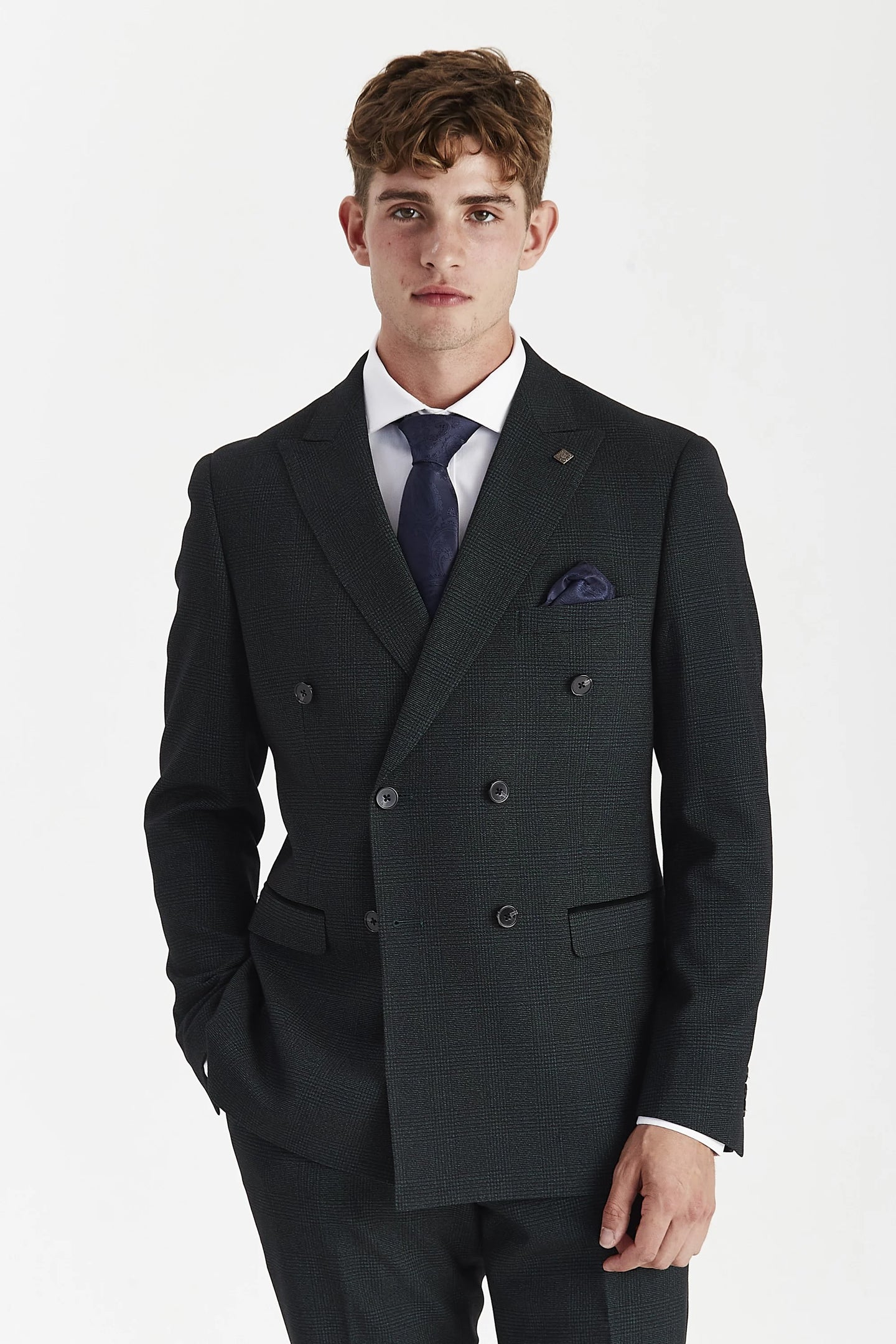 Regent - Pánský zelený dvoudílný oblek s dvojitým zapínáním