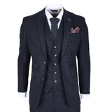 Ryan Men's Navy 3-Piece Tweed Slim Fit Suit