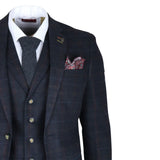 Ryan Men's Navy 3-Piece Tweed Slim Fit Suit