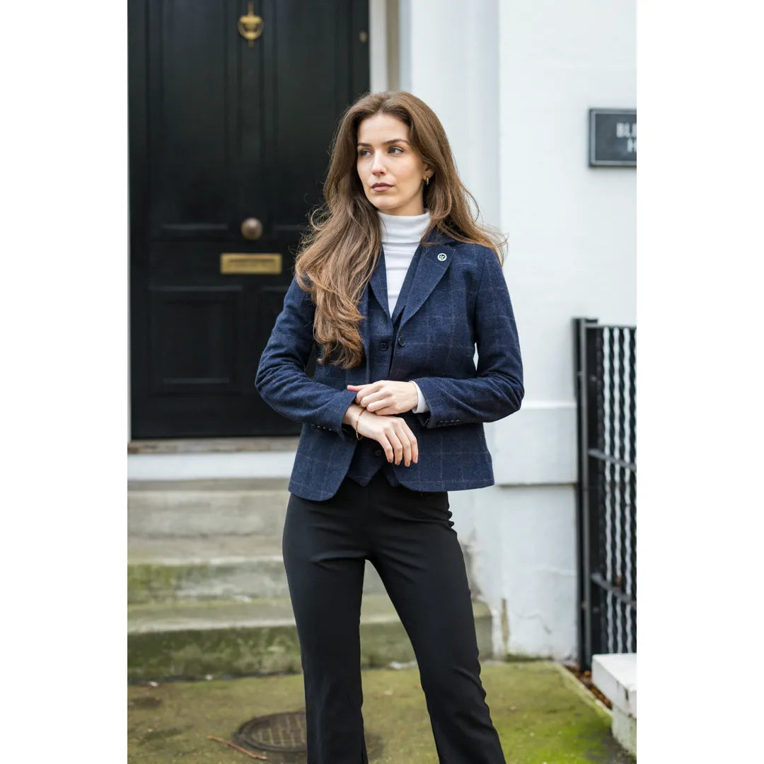 TPSTZ72 - Dámská tmavě modrá tvídová vesta s blazerem