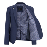 TPW-14 - Dámský třídílný jednobarevný oblek v tmavě modré barvě