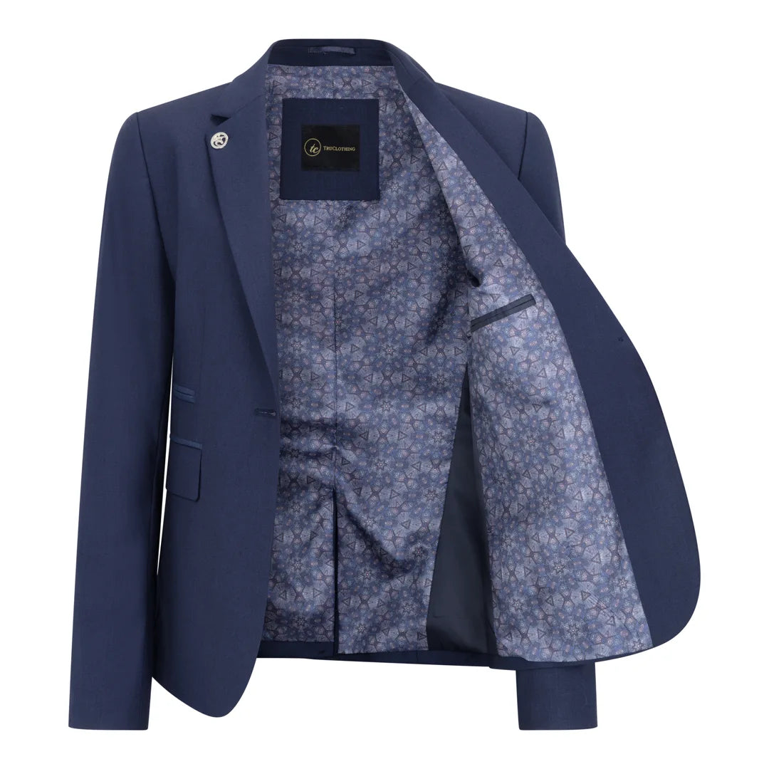 TPW-14 - Dámský třídílný jednobarevný oblek v tmavě modré barvě