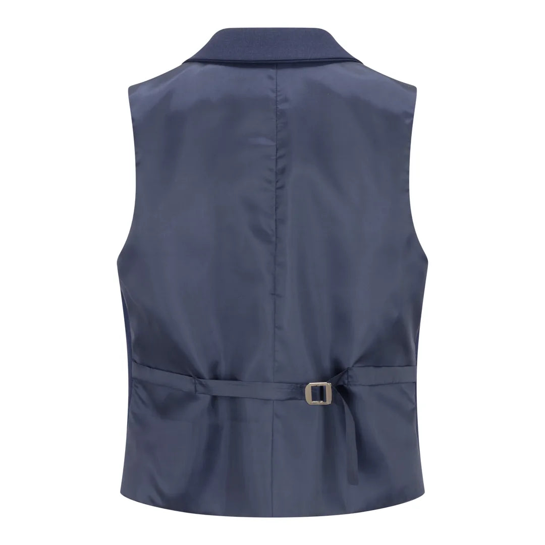 TPW-14 - Dámský třídílný jednobarevný oblek v tmavě modré barvě