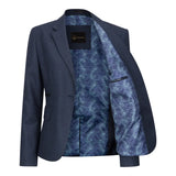 TPW52 - Dámský tmavě modrý třídílný kostkovaný oblek s motivem prince z Walesu