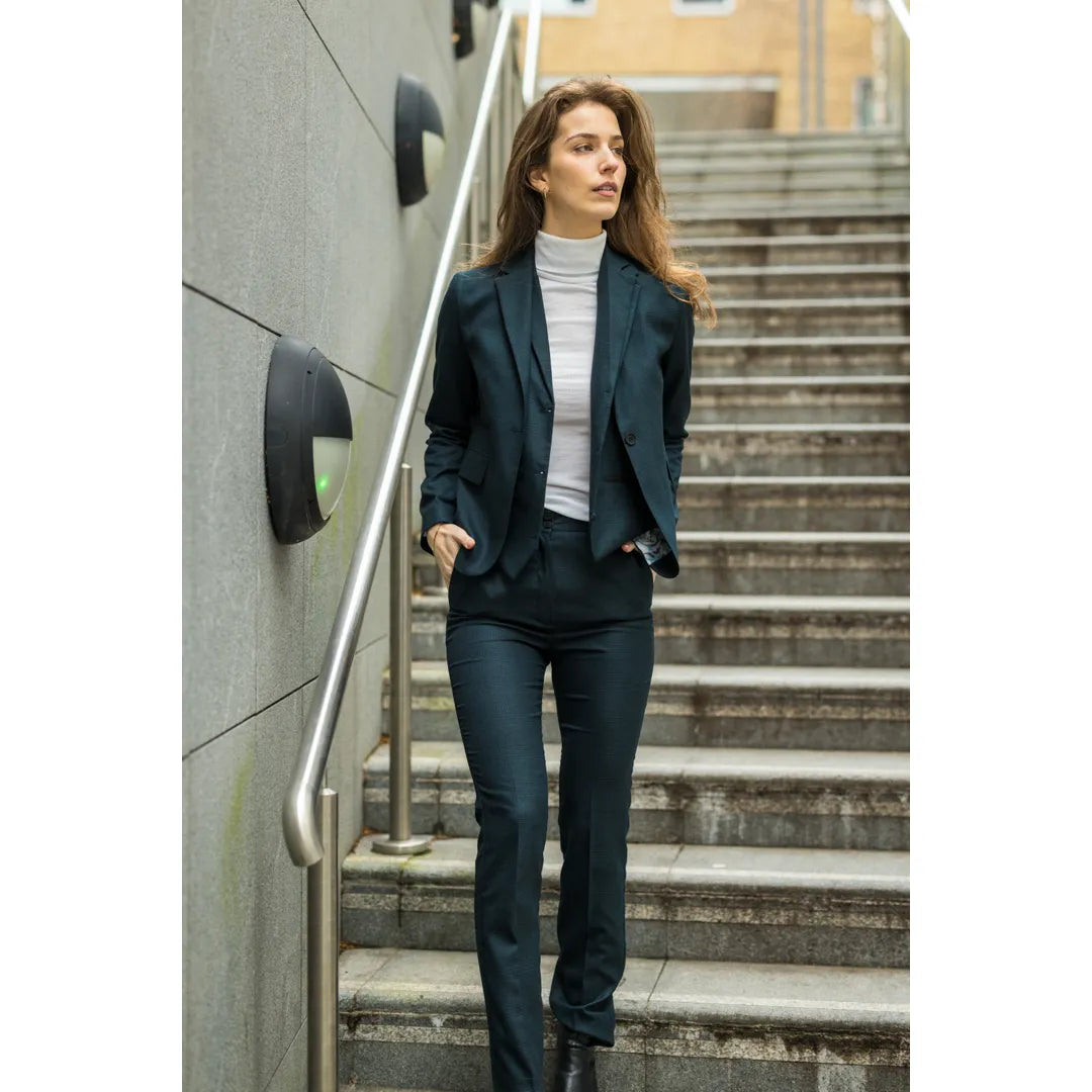 TPW53 - Dámský zelený třídílný kostkovaný oblek s motivem prince z Walesu