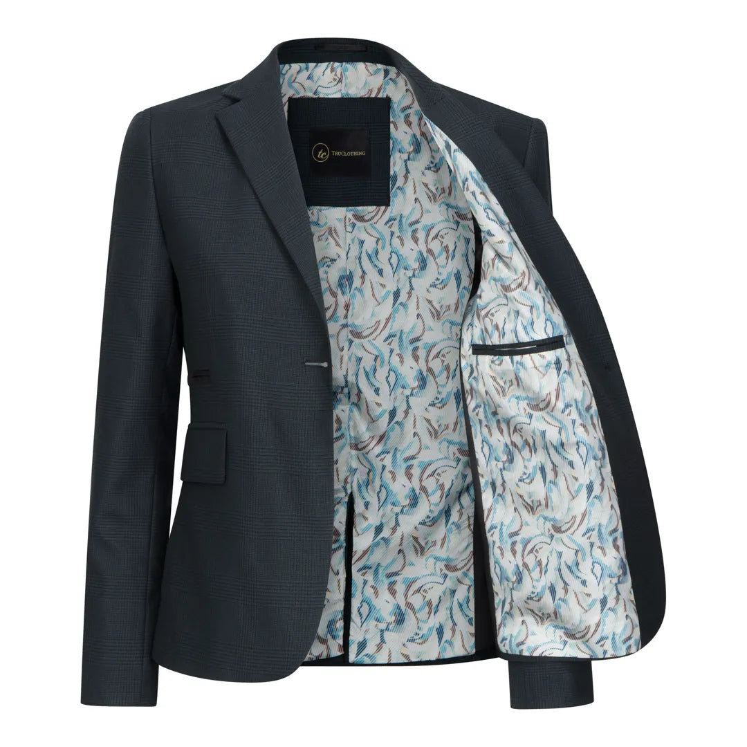 TPW53 - Dámský zelený třídílný kostkovaný oblek s motivem prince z Walesu