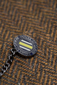 Thomas - Pánský hnědý třídílný tvídový oblek z vlněné směsi