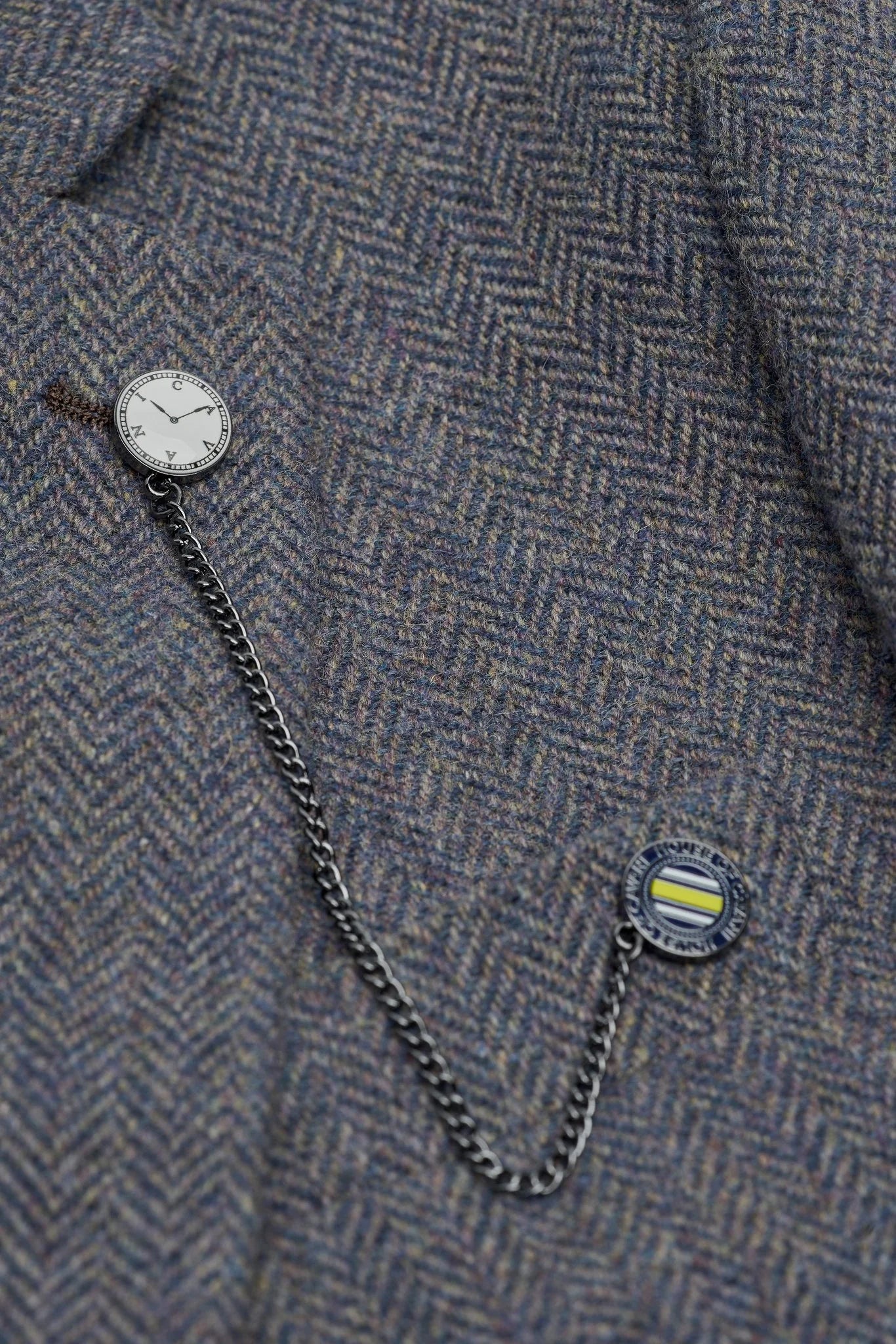 Thomas - Pánský třídílný tvídový oblek z vlněné směsi v tmavě modré barvě