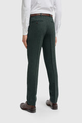 Thomas - Olivově zelený třídílný tvídový oblek z vlněné směsi