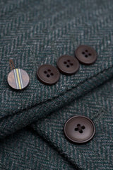 Thomas - Olivově zelený třídílný tvídový oblek z vlněné směsi