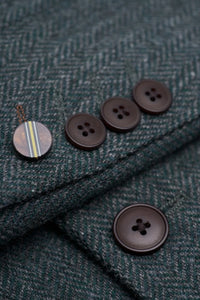 Thomas - Olivově zelený třídílný tvídový oblek z vlněné směsi