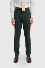 Thomas - Olivově zelený třídílný tvídový oblek z vlněné směsi