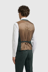 Thomas - Olivově zelený třídílný tvídový oblek z vlněné směsi