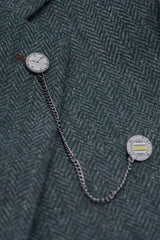 Thomas - Olivově zelený třídílný tvídový oblek z vlněné směsi