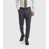 Thomas - Pánské tmavě modré tvídové kalhoty s vzorem rybí kosti z vlněné směsi