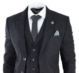 Men's Black Glen Check 3 Piece Suit