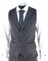 Men's Grey Tartan Check 3 Piece Suit