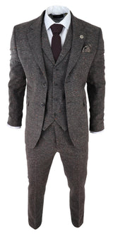 Men's Brown Tweed 3 Piece Suit