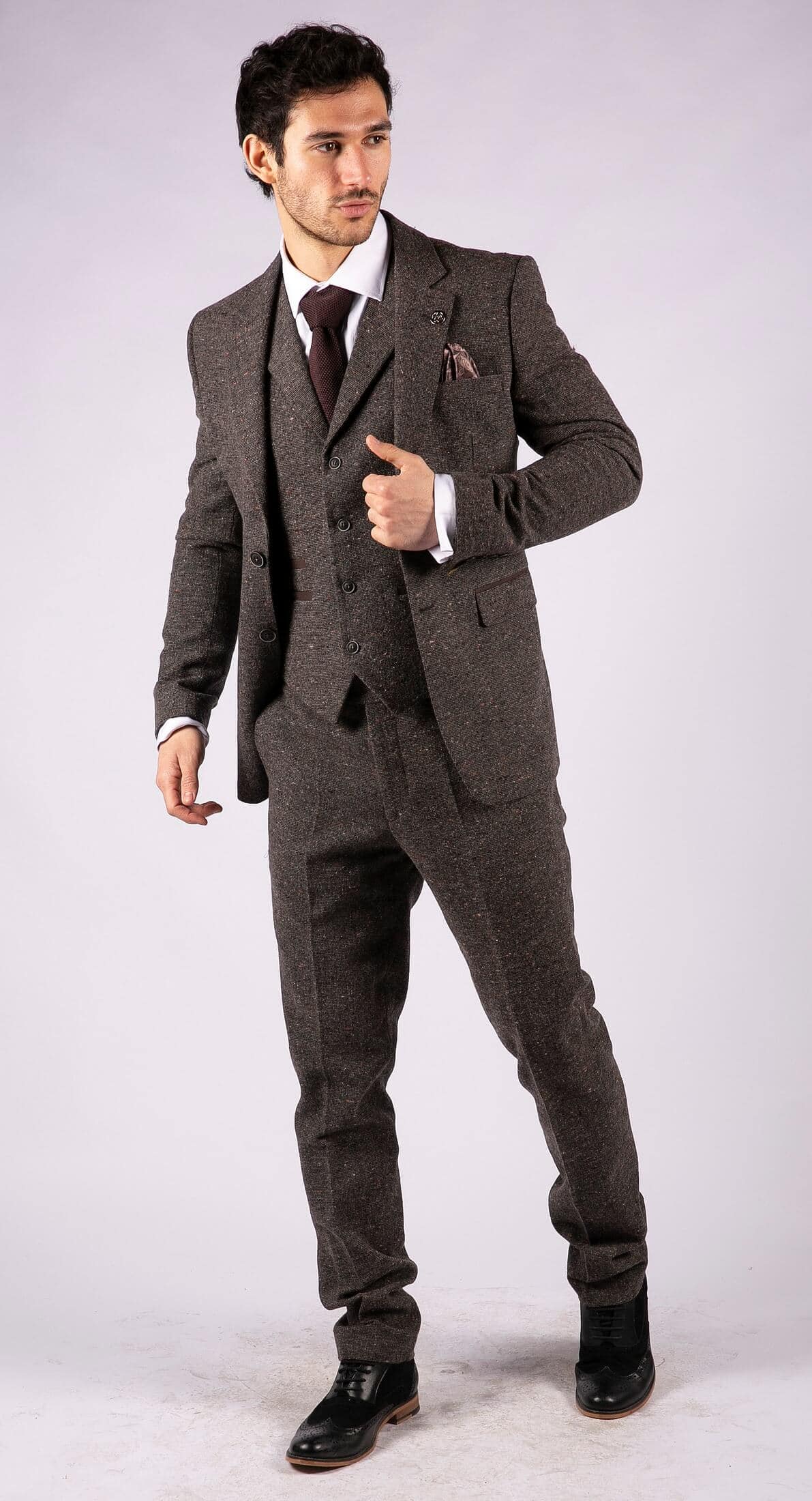 Men's Brown Tweed 3 Piece Suit