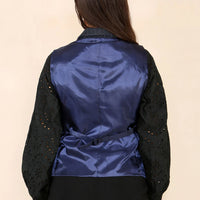 Dámská tvídová kostkovaná vesta modrý oblek