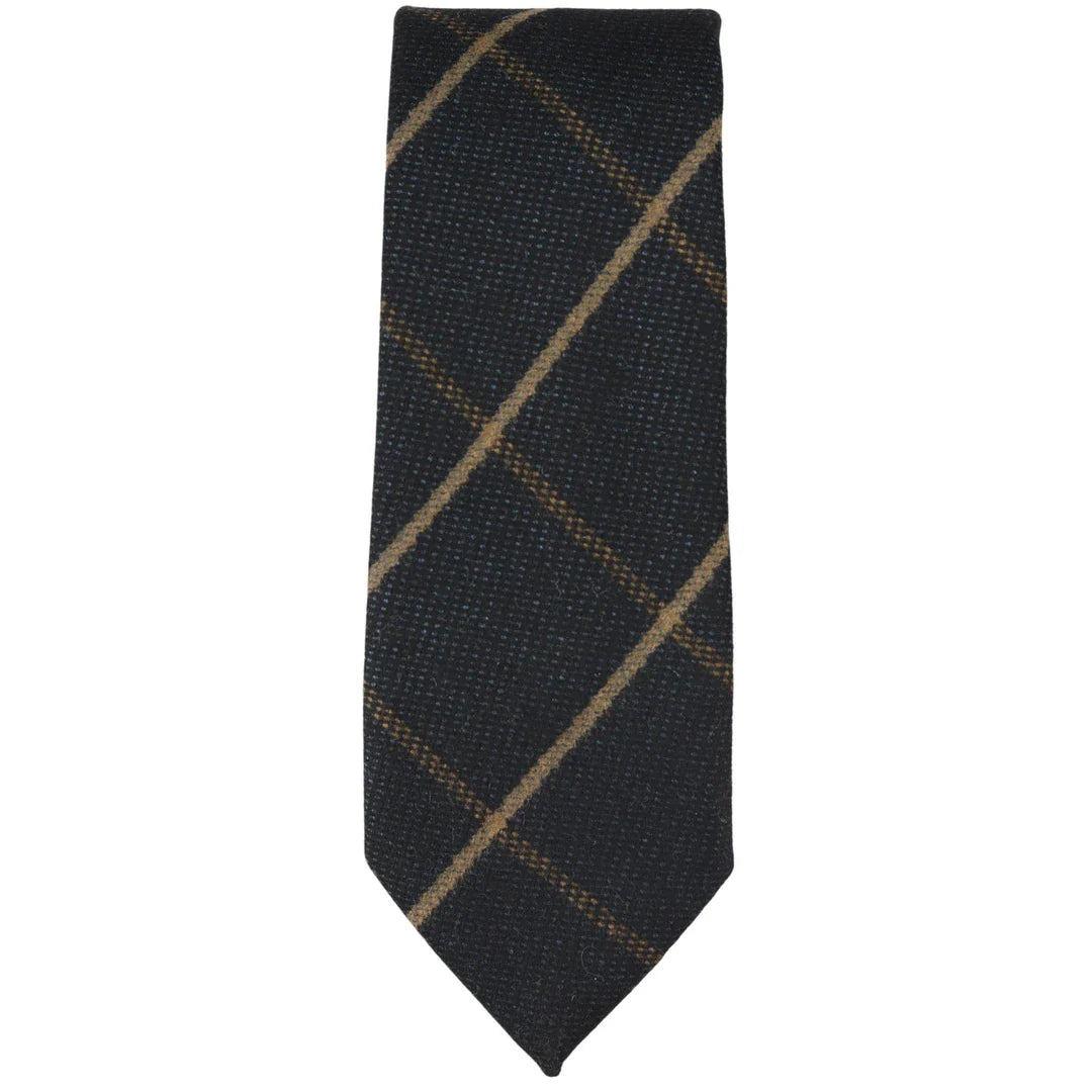 Men's Tweed Navy Herringbone Tie & Pocket Square Set