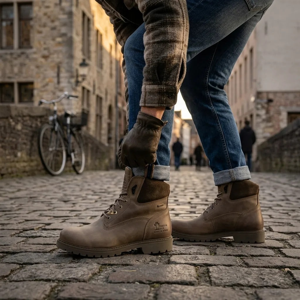Amur GTX C32 - Pánské khaki nepromokavé kožené kotníkové boty