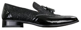 Mens Smart Party Shiny Tassle Shoes Red Silver Black Slip On Patent Leather