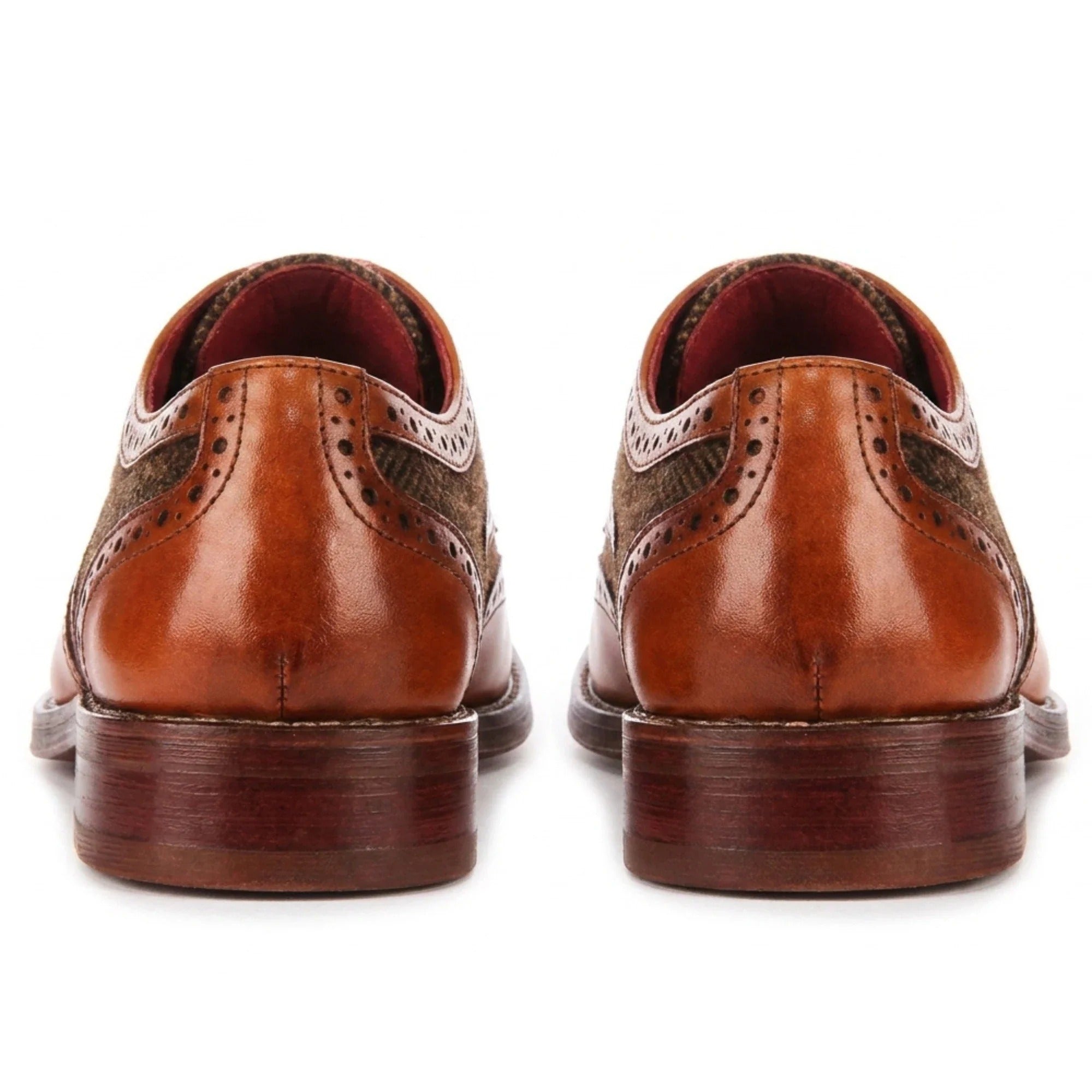 Arlo - Pánské hnědé kožené tvídové brogue boty