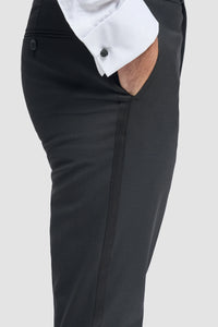 Aspen - Pánský černý smokingový dvoudílný svatební oblek