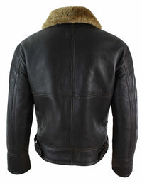 Mens Real Leather Sherling Sheepskin Original B3 Flying Pilot Jacket Warm Winter-B3 Brown Ginger