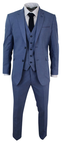 Mens Light Blue 3 Piece Suit, Tailored Fit