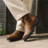 Booma 607 - Hnědé kožené chelsea boty v hnědé barvě