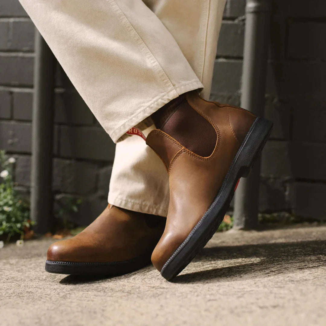 Booma 607 - Hnědé kožené chelsea boty v hnědé barvě