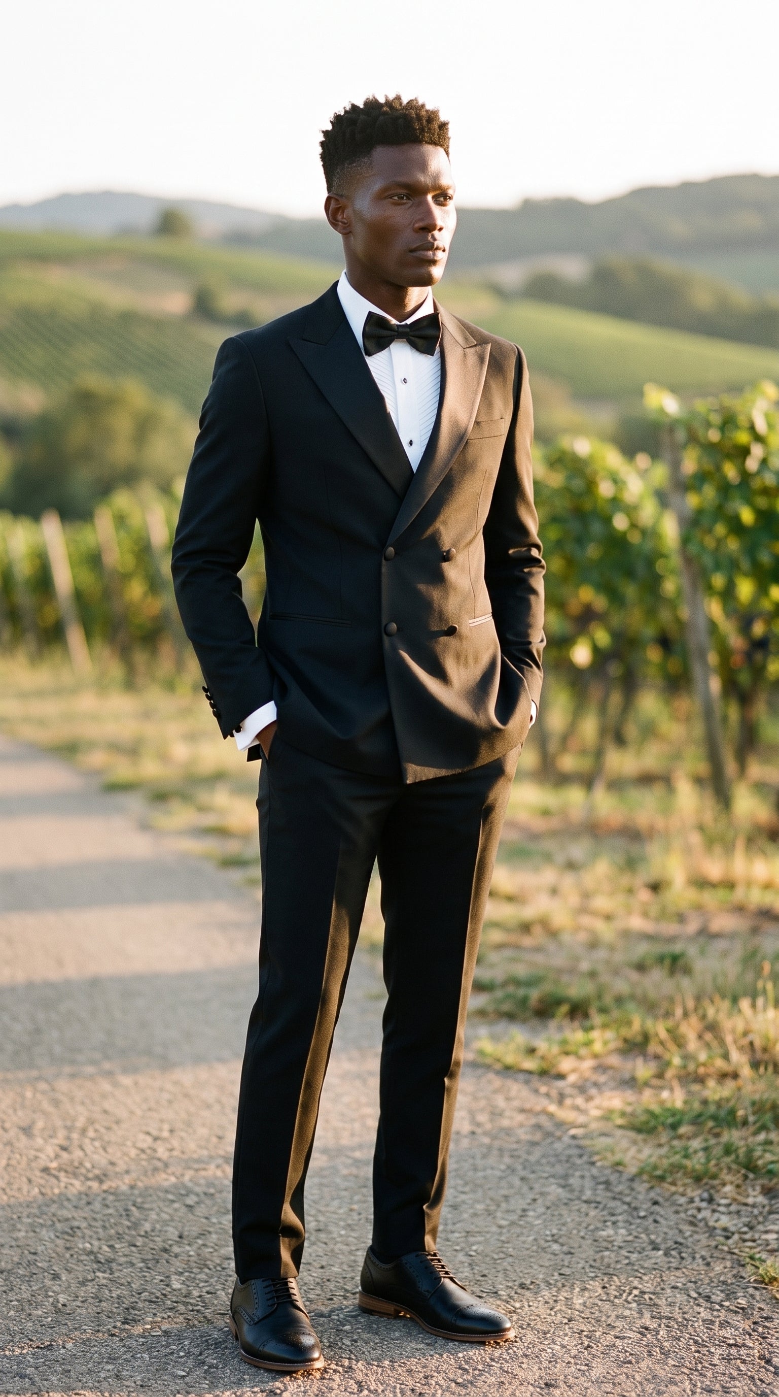 Look #801 styled with Aspen - Pánský černý dvoudílný smokingový oblek s dvojitým zapínáním