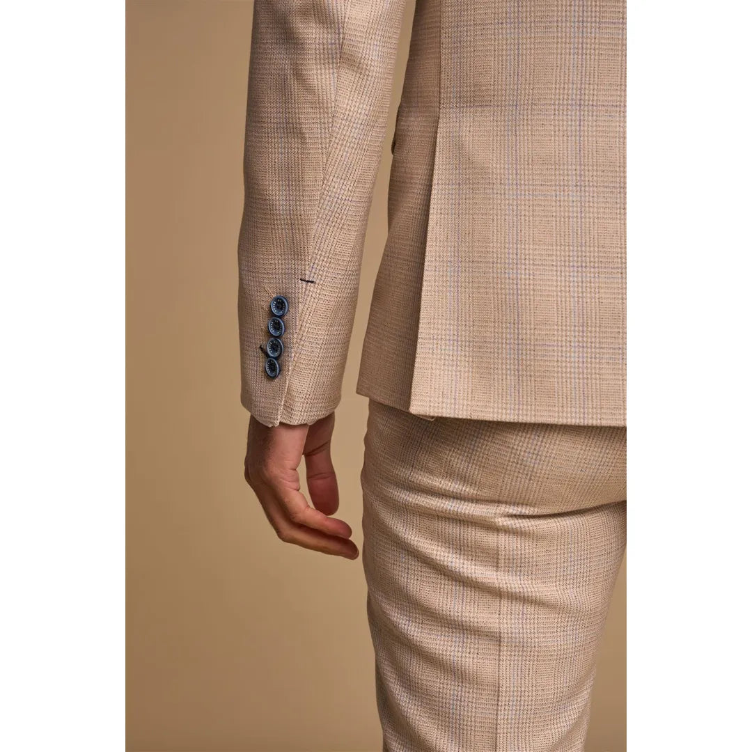 Caridi - Men's 2 Piece Beige Double Breasted Suit