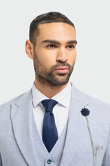 Pánský třídílný kostkovaný tvídový oblek, světle modrý, padnoucí, svatební, Peaky Classic