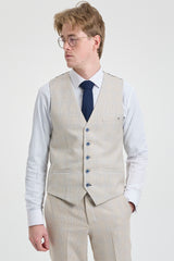 Pánský krémový třídílný svatební oblek - Cavani Caridi