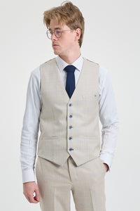 Pánský krémový třídílný svatební oblek - Cavani Caridi