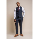 Caridi - Men's Tweed Navy Blue Waistcoat