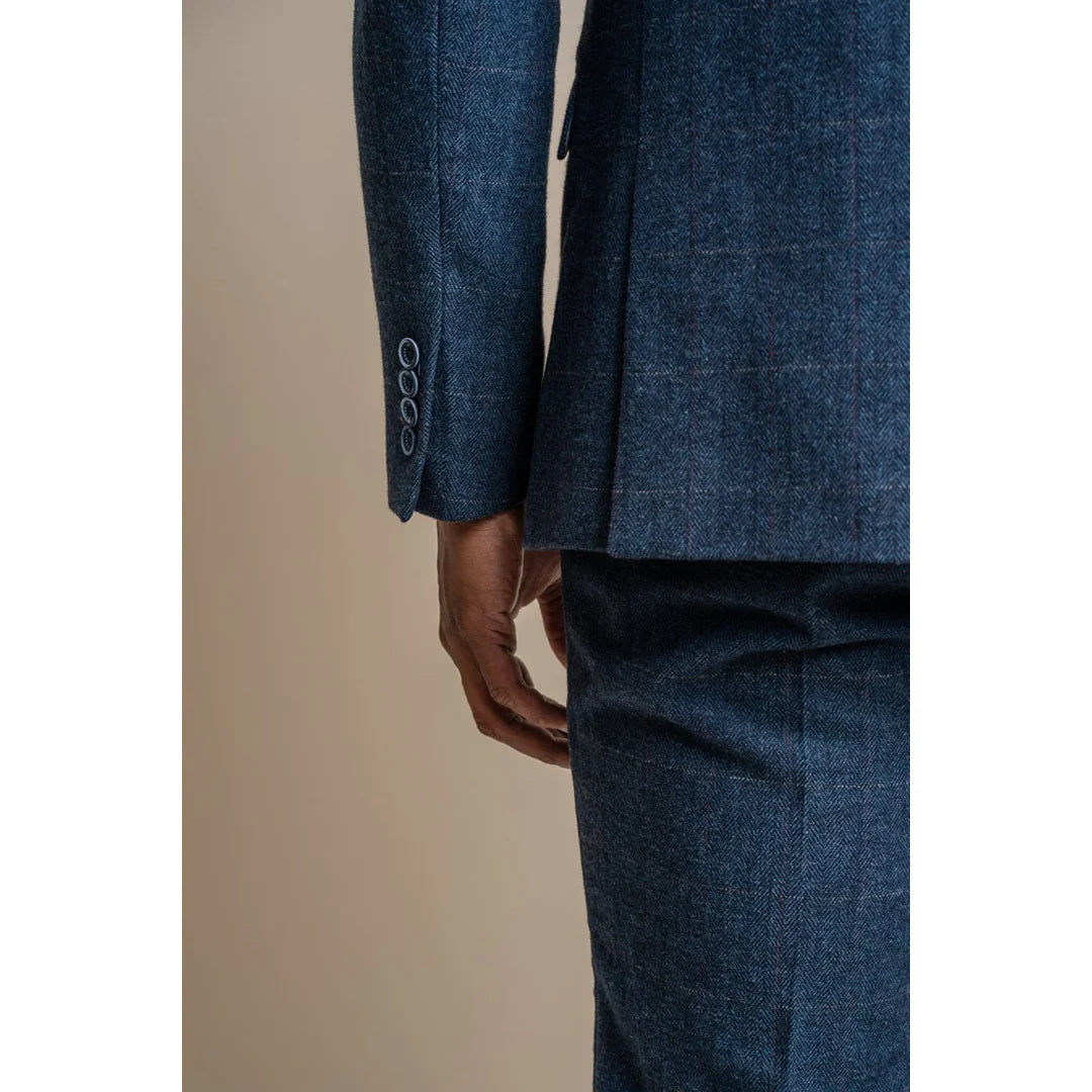 Carnegi - Men's Navy Check Tweed Blazer