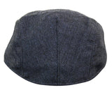 Cavani Martez Hat - Mens Grandad Hat Navy Blue Flat Cap Herringbone Vintage Retro Del Boy Classic Gatsby Peaky Blinders