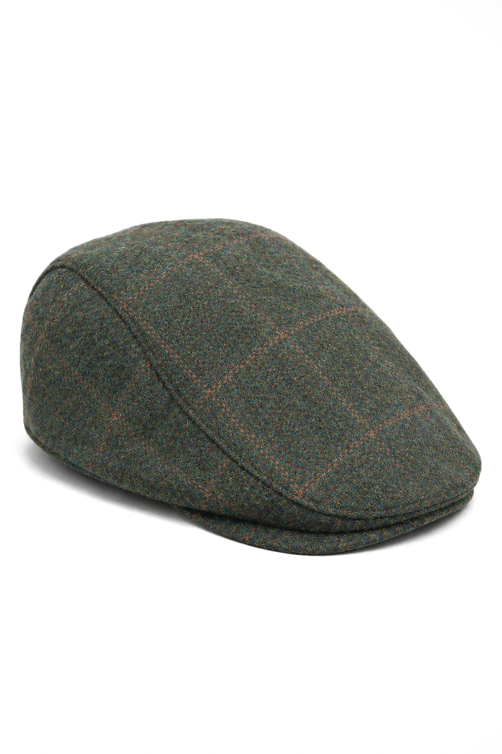 Cavani Kempson Flat Cap - Pánský tvídový vlněný kostkovaný klobouk Grandad Hat Vintage - Olivově zelený/Tmavě modrý